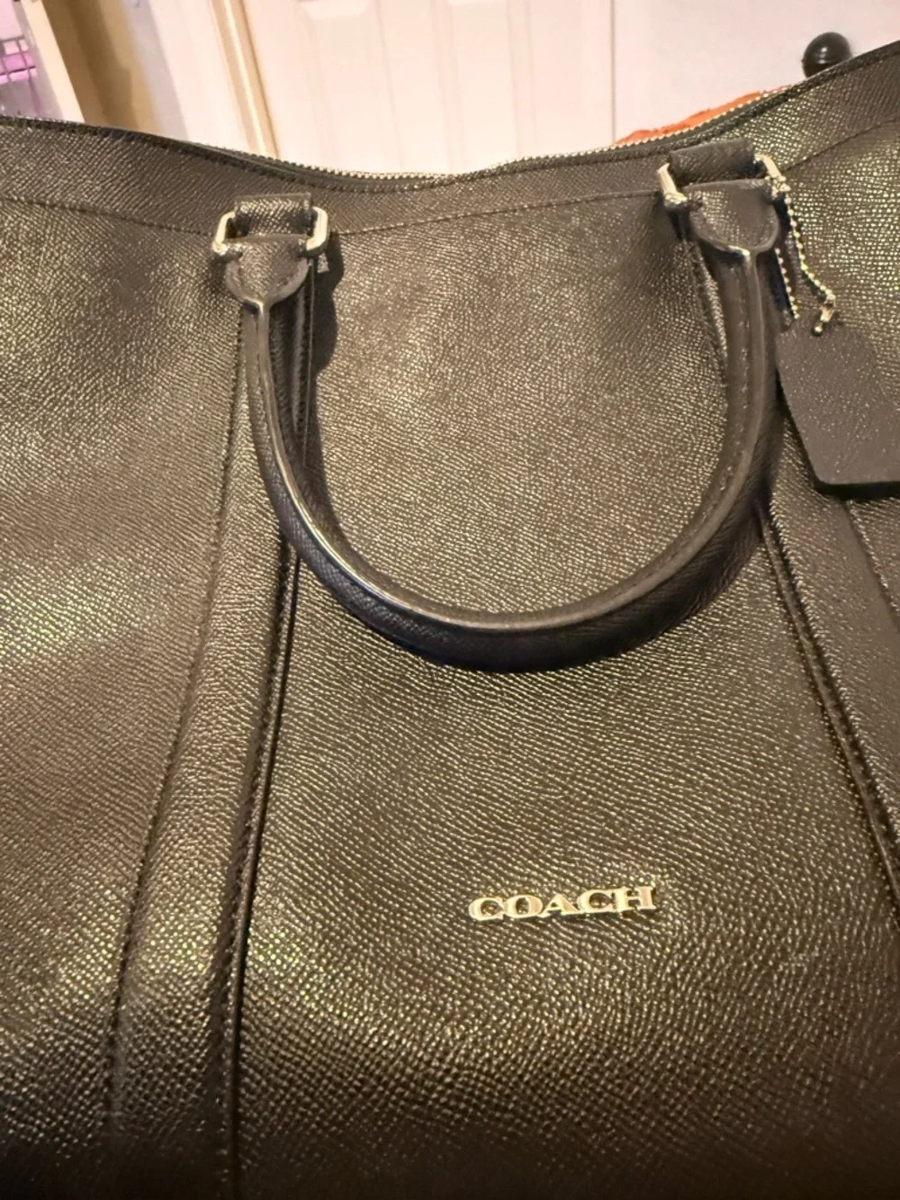 Coach Leather Briefcase Laptop Bag F59141 Black Razor Metropolitan